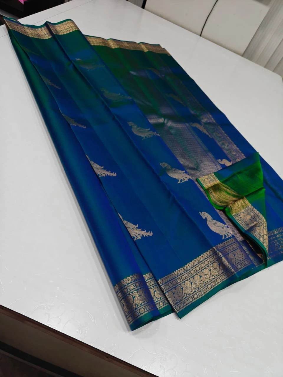 Blue Woven Kanchipuram Soft Silk Saree